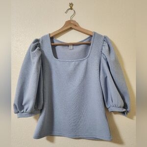 H&M Light Blue Puff Sleeve Blouse